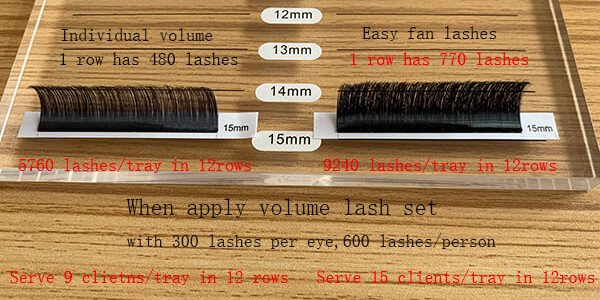 individual volume lashes vs easy fan lashes